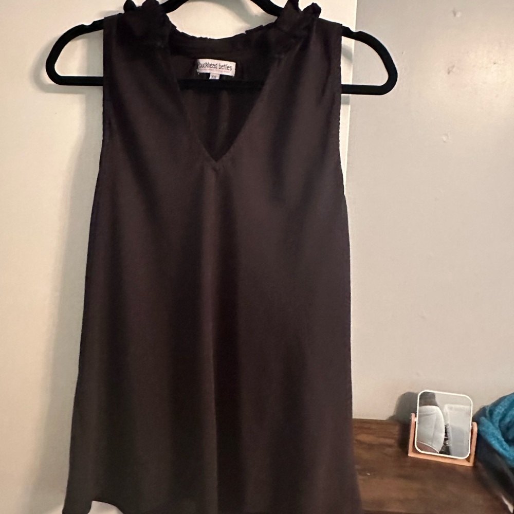 Black Ruffle Collar Tank - NWOT